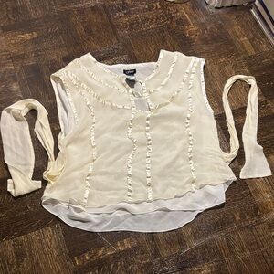 Ivory Ruffle-Trim Chiffon Camisole